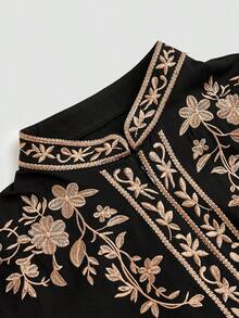 2pcs/Set New Men's White Dashiki Shirt, Vintage Palace Style, Golden Floral Embroidery, Mandarin Collar, Long Sleeve, Pockets, Elastic Waist Pants, African Clothing, Men's Casual Shirt & Pants Set, Suitable For Parties, Dates, Weddings, Daily Wear, Cultural Events, Traditional Ceremonies & Celebrations