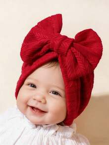 1 pieza Gorro con lazo para bebé recién nacido, diadema con moño adorable para bebés, para primavera/otoño, accesorios para niña bebé, rojo/rosa/blanco/morado/gris, mejor regalo para baby shower, Navidad, cumpleaños - Multicolor - Ver 2