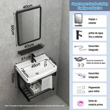 Rectangular Lavabos Para Baños Con Espejo Y Canasta 51cm - Negro - Ver 2