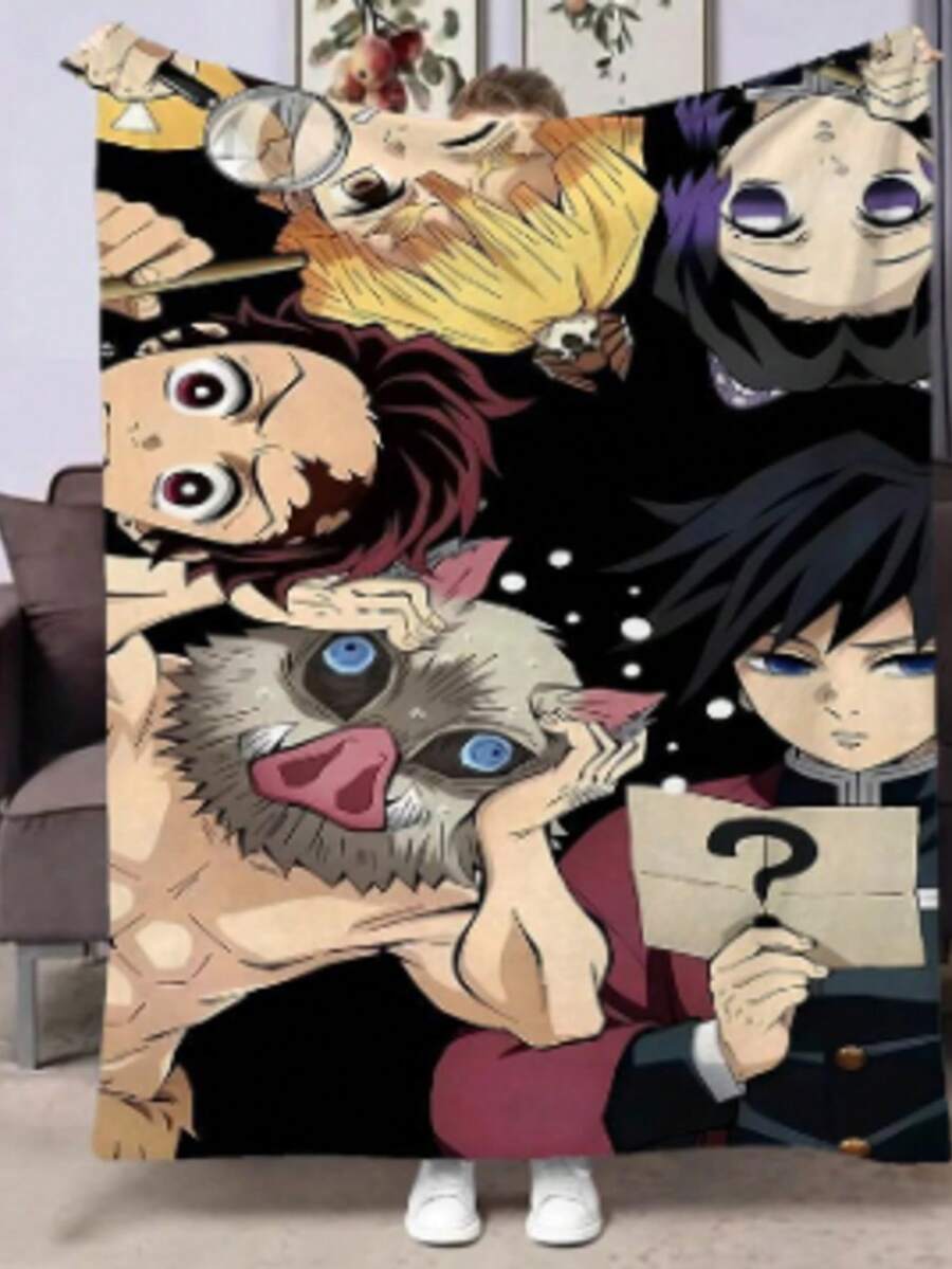 Christmas,3D Demon S-Slayer Anime Tanjirou Cartoon Blanket Soft Throw Blanket Home Bedroom Bed Sofa Picnic Cover.Jpg,Thanksgiving Day - 多色4 - 查看 1