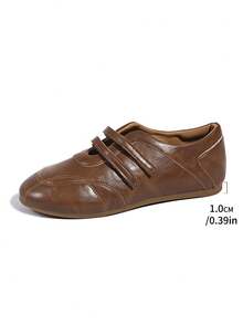 2025 New Summer Women Red Hook And Loop Casual Soft Bottom Breathable Leather Shoes,Ballet Flats - Brown - View 8