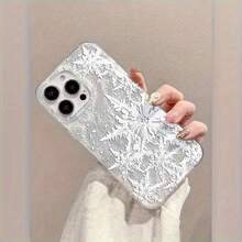 Snowflake: Funda de media protección con lente de plumas, compatible con for  11,12,13,14,15,16,17,PRO,PROMAX,PLUS,AIR,16E,17AIR,X,XS,XR,XSMAX,S24,23,25,22,21 - transparente - Ver 3