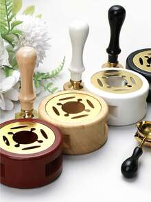 1set Wax Seal Warmer Kit, Wooden Wax Seal Furnace With Melting Spoon+ Wooden Handle,Seal Wax Melting Furnace Tool For Melting Wax Seal Beads Or Sealing Wax Sticks - Multicolor - View 3