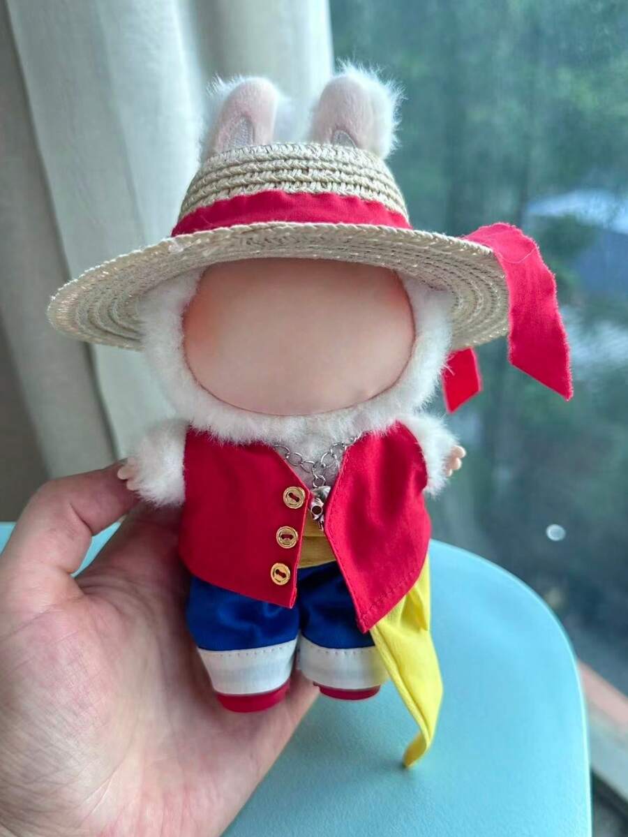 Clothes For Labubu 17cm The Monster Doll's Outfit Accessories Clothing Red Vest Outfit The Same As Anime Character Dolls Dress Up Accessory