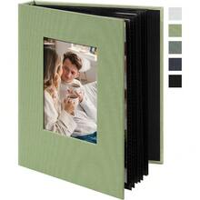 4x6 Photo Album With 24 Pockets Linen Cover Front Window Mini Picture Book Travel Wedding Memory Organizer Light Green - 1 - View 2