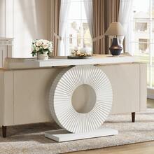 LITTLE TREE Modern Console And Coffee Table – 99 Cm High, Geometric Solid Wood Base, Slim Accent Piece For Living Room And Hallway (White) - 白色 - 查看 9