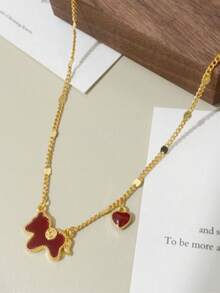 1pc Elegant Chinese Style Sparkling Diamond Horse Pendant Necklace, Red Enamel, Vintage, Zodiac Year Necklace, Enhances Wealth And Meaning, Exclusive For Women - Multicolor 8 - View 4