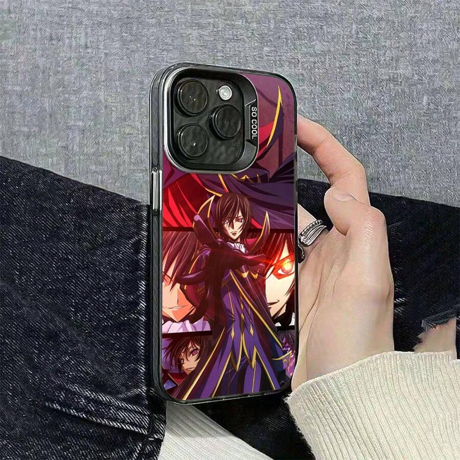 Compatible con 17, 16, 16E, 15, 14, 13, 12, 11 Pro, X, XR, XSMAX, 8, Plus.Funda de Smartphone con Estilo de Manga y Personaje de Anime Clásico Lelouch de la Rebelión para, Cubierta Trasera Dura Mate Plateada Creativa 17 17 - Negro - Ver 1