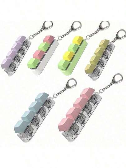 Sinking Stress Relief Push Button Keychain, Squeeze Toy Cube Keychain, Stress Relief Toy, Random Color And Chain Style