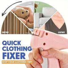 Quick Stitch Sewing Kit - Includes 100 Glow Bear Buckles & 1100 Rubber Needles | Instant Clothes Repair Tool For Hemming & Tagging (Pink) - Pink - View 7