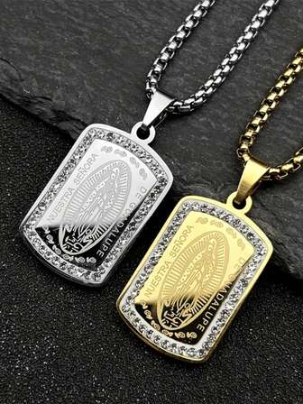 Catholic Our Lady Of Guadalupe Pendant Necklace Men And Women Stainless Steel Golden Virgin Mary Medal Necklace Jewelry ﻿