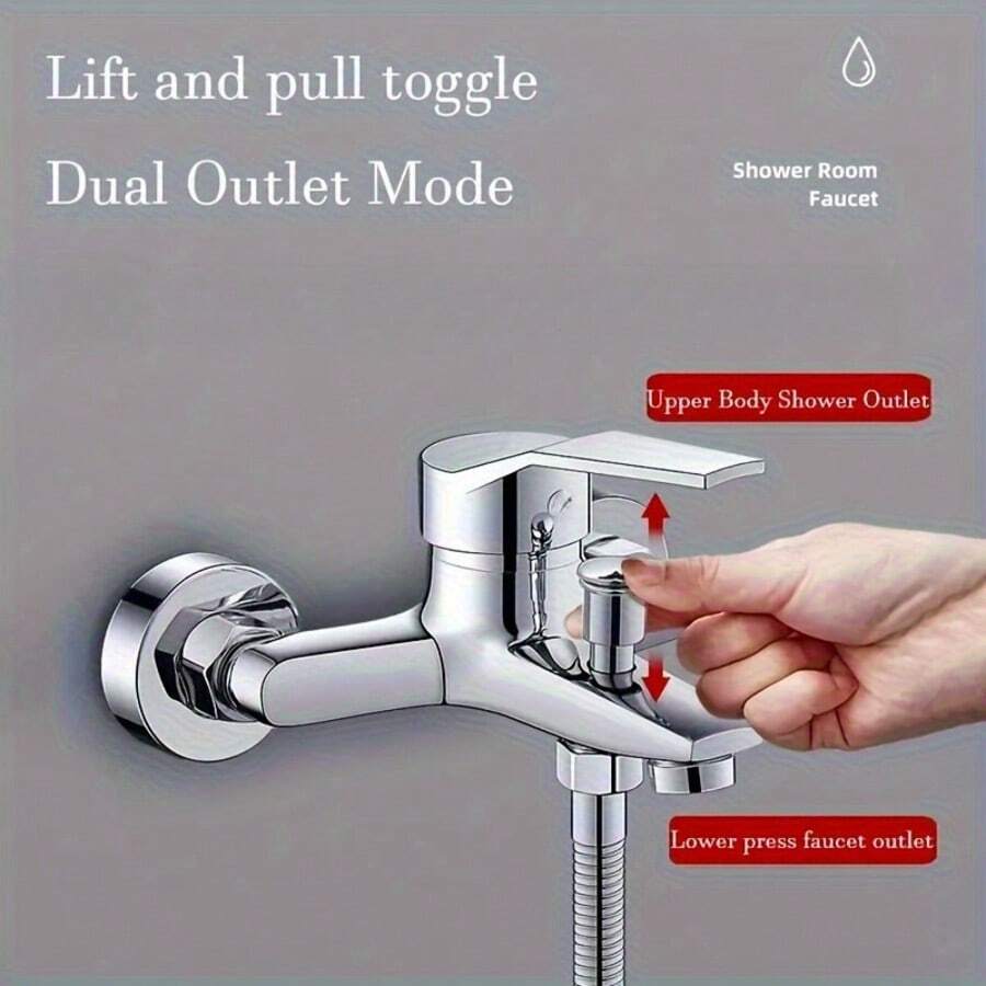 高档壁挂式淋浴混合龙头，锌合金镀铬抛光防锈，冷热水浴室阀门，易于安装的浴室配件和浴室工具