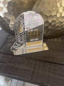 3pcs Luxury Vintage Islamic Style Ramadan Date Display Decor: Arched Hollow Carved Gold/Black/Silver Mirror Acrylic Ramadan Decorations - Combining Practical Function And Holiday Atmosphere. Comes With Replaceable Number Plates To Accurately Mark Ramadan Dates, Meeting The Date Reminder Needs During Ramadan. - Multicolor - View 8