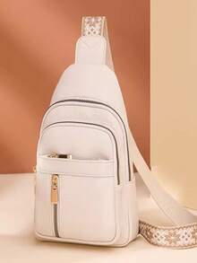 In 2024, The New Fashion Classic Solid Color Pu Waterproof Fabric With Multi-Pocket Pattern Woven Shoulder Straps And Diagonal Shoulder Chest Bags Is Suitable For Shopping. - trắng - Xem 8