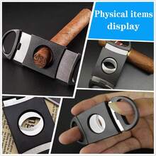 Black Double-Blade Cigar Cutter, Suitable For Most Cigar Sizes, Is A Portable Cutting Tool For Men And Also A Sharp And Clean Trimming Accessory, Enabling Precise Cutting. - Black - View 9