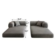 78.8" Compression Sofa,Convertible Floor Sofa Bed-With Pillow Back Support Armrest,Comfy Futon Couch Sleeper Bed,Loveseats Boneless Modular Sectional Sofa,Corduroy Fabric,For Living Room,Bedroom,Green - 灰色沙發 - 查看 10