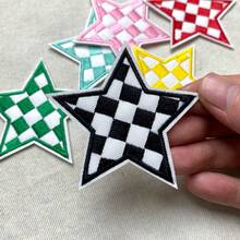 1pc Black And White Fang Gezi Five-Pointed Star Pattern Large Embroidery Patch DIY Ironing Clothes Decorative Stickers-Clothes Hat Backpack Patch-Hole Repair Stickers-Ironing Repair. - 紅色 - 查看 4