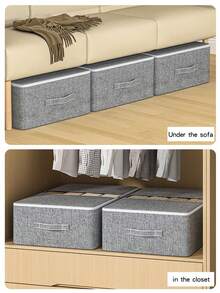 1pc Flat Drawer-Style Under Bed Storage Bag, Large Capacity, Moisture-Proof Storage Box For Clothes And Pants, Foldable Design To Save Space, Transparent Window, Quality Fabric, Reinforced Handle, Double-Sided Zipper, Gray Color, Suitable For Holiday And Room Decor - L - View 8