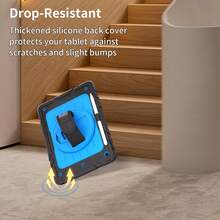 1个原装保护套，带笔槽、360°旋转手带和支架，兼容iPad 10/9/8/7/6/5/4代10.9英寸/11英寸/9.7英寸、iPad 11（A16 2025）、iPad（A16）11英寸第11代2025、Galaxy Tab A8 10.5英寸2022、iPad Pro/Air6/Air7 11英寸2018/2020/2021/2022/2024/2025、iPad Mini 6 8.3英寸、iPad Mini 7 A17 Pro 8.3英寸2024。 - 黑+天藍 - 查看 3