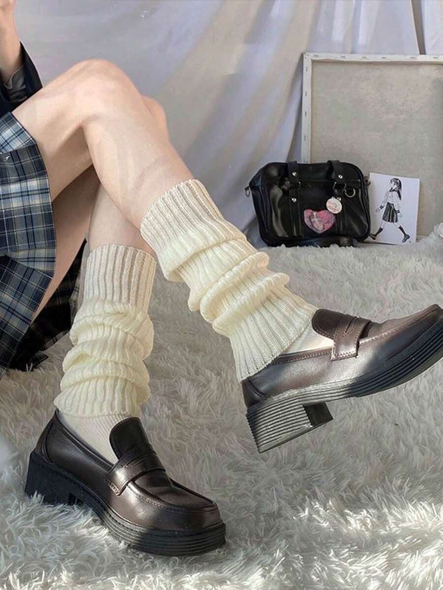 40cm Thick & Long Japanese Style Women's Knitted Leg Warmers, Thigh High Over The Knee Leg Warmers, Yoga Leg Warmers, Autumn/Winter, Cozy