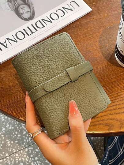 1个新款女士短款对折钱包，多功能大容量，带卡槽和防消磁功能，简约设计，多个卡槽，女士零钱包，迷你钱包，小钱包，可爱钱包，卡包，零钱包