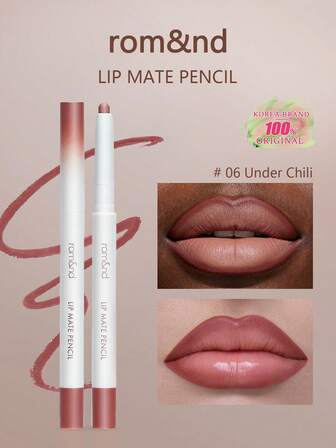 Rom&nd Romand LIP MATE PENCIL 06 Under Chili, Feather-Blur Edge, Airy Core Breathe Tech, Lip-Contour Fusion, Warm Nude Almond Haze, Cool Gray Rose Sheer, Caramel Chestnut Melt, Pocket-Size Lip Sculpt Kit, No-Makeup Lip Whisper, K-Beauty, Korean Makeup, 0.5g/0.02oz