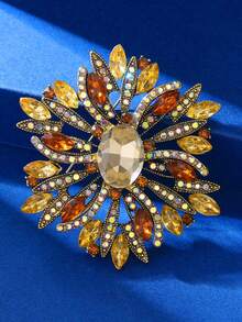 波西米亚嘻哈胸针 - 闪亮的绿色水晶玻璃花卉胸针，复古风格花朵吊坠，适合日常佩戴和送礼场合 - 适合所有季节的时尚百搭配饰 - 綠色 - 查看 5