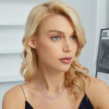 MDFUN 4mm Tennis Necklace, Women's - 3-Prong 18K White Gold Plated Round Cubic Zirconia Classic Diamond Cut Chain, Unisex