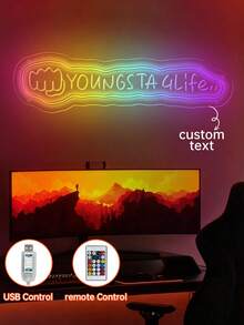 ضوء نيون ملون RGB باسم لاعب الألعاب الإلكترونية المخصص (منقوش)، لافتة نيون باسم شخصي، شعار ألعاب مخصص، ديكور نيون مخصص، ديكور LED للاعب، لوحة فنية بموضوع الألعاب، ضوء متدفق، هدية مخصصة - مثالية لديكور الغرفة، ديكور غرفة النوم، ديكور غرفة الألعاب، هدية للرجال، هدية عيد ميلاد!
