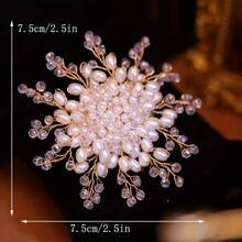 1pc Fashionable Handmade White Faux Pearl Flower Brooch For Women Dress Suit Pin Accessories Party Banquet Gift Valentines - phong cách 1 - Xem 5