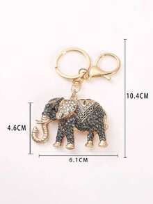1pc Multi-Color Elephant Faux Crystal Rhinestone Zinc Alloy Animal Series Keychain Graduation Gift Keychain Accessories Gold Keychain Bag Charm Purse Charm Keyring - Pink - View 2