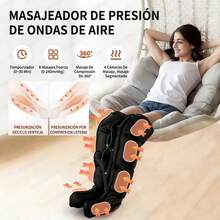 Botas de masaje de piernas con presión de aire, masajeador de piernas, terapia de presión, botas de masaje de piernas con presión de aire - Negro - Ver 2