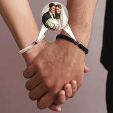 Customized Couple Projection Bracelet - Stainless Steel Round Photo Weaving Adjustable Bracelet, Valentine's Day Gift, Romantic Jewelry, Fashion Accessories, Exquisite Craftsmanship, Personalized Jewelry, Romantic Partner - 彩色 - 查看 2