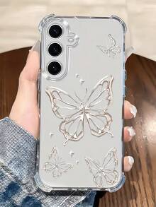 1pc Creative Butterfly Transparent Anti-Drop High Screen Design Phone Case Compatible With IPhone 17 Pro Max, Pixel 9 Pro XL, Infinix Smart 8, Infinix Hot 40i, Spark 20, Spark 20C, Spark Go 2024, Moto G84, Honor X9b, OnePlus Ace 3V, Galaxy S25, S24 Ultra, S24 Plus, S24 FE, S23, S22, S21, S20, A73, A72, A70, A55, A54, A53, A52, A50, A30, A42, A35, A34, A33, A25, A24, A20, A30, A15 - Clear - View 1