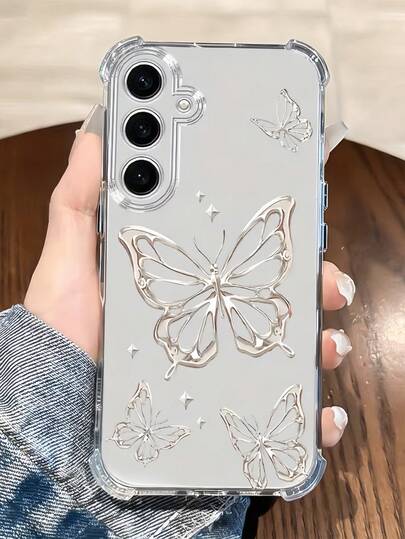 1 pieza Funda de teléfono creativa con diseño de mariposa transparente y anti-caída compatible con iPhone 17 Pro Max, Pixel 9 Pro XL, Infinix Smart 8, Infinix Hot 40i, Spark 20, Spark 20C, Spark Go 2024, Moto G84, Honor X9b, OnePlus Ace 3V, Galaxy S25, S24 Ultra, S24 Plus, S24 FE, S23, S22, S21, S20, A73, A72, A70, A55, A54, A53, A52, A50, A30, A42, A35, A34, A33, A25, A24, A20, A30, A15