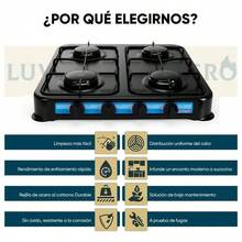 Shorbull Gas Stove Grill Table, White & Black, Economical, 4 Burners - Negro - Ver 4