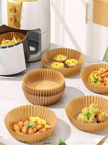 200 piezas de 8 pulgadas/6.3 pulgadas Tapetes desechables de papel pergamino para freidora de aire, aptos para la cesta de freír, la bandeja de hornear, el horno, utensilios de cocina, suministros de cocina, accesorios de cocina 200/100/50/1 pieza - Círculo multicolor - Ver 4