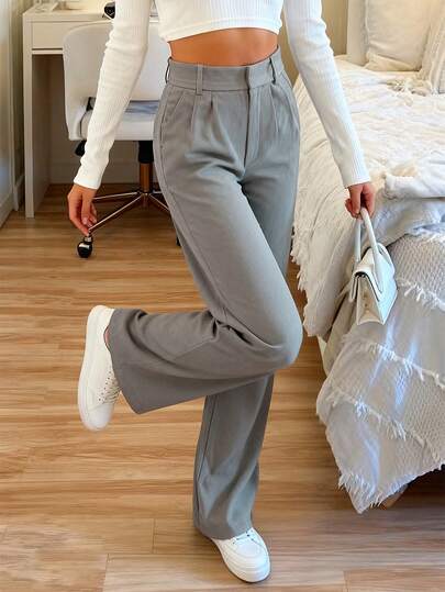 SUNSTORY Women's Commuting Elegant Vacation Four Seasons Versatile Fashion Leisure Street Vacation Professional Office Women's Commuting Straight Tube Leisure Suit Pants Summer Women's Pants Holiday Texture Straightened Waist Pants Vacation Summer Spring/Summer New Independence Day Opening Season Music Festival Easter Nashville Western Style Nomadic Style Attend Birthday Party Graduation Season Students Wear Daily Off The Street Basic Versatile Leisure Vacation Cruise Travel Beach Beach Bathing