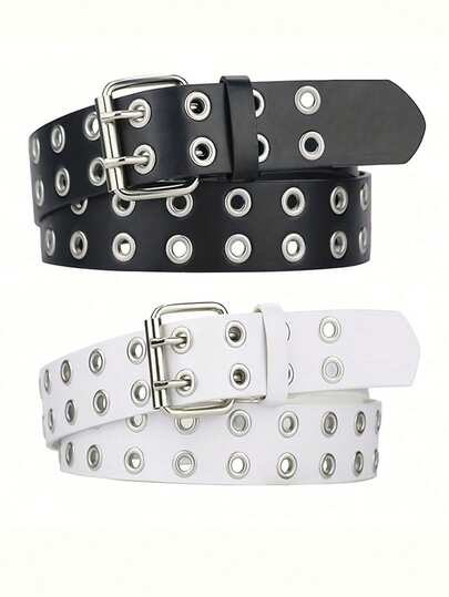 1/2pcs Punk Style Fashion Waist Belt, No Hole Eyelet Belt, Versatile For Daily Commute, For Students