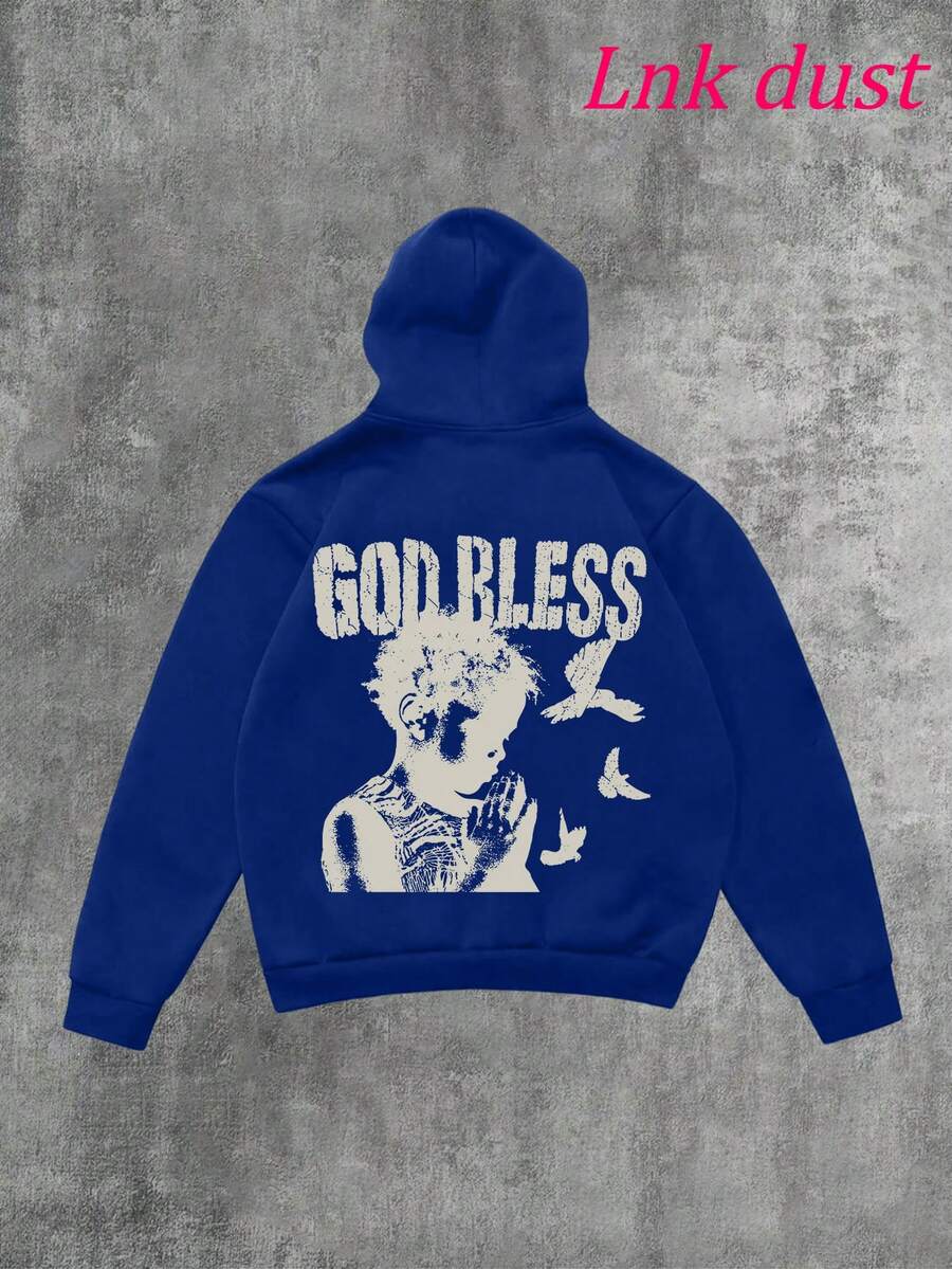 Y2K Hoodie With Full Zipper Letter, Print,250g Polyester Men's And Women's Clothing Casual And Cozy Hoodies Leyo,  Long Sleeve Hooded Sweatshirt, Casual Versatile Top For Autumn Winter - 藍色 - 查看 1