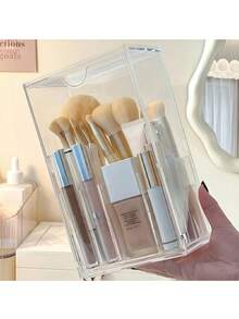 1pc Acrylic Makeup Brush Holder, Cosmetic Storage Box, Pen Holder - Stationery, Jewelry Box, Bag, Makeup Brush Holder, Brush Holder, Perfume Holder, Small Pouch, Gift For Her, Christmas Gift, Creative Gift For Women ,Room Decor - Multicolor - View 2