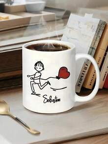 Customized Ceramic Heart-Shaped Mug, Exclusive Couples/Valentine's Day Gift, Personalized Photo Coffee Cup, Reusable, Washable, No Assembly Required, No Charging Needed - The Perfect Gift For Him And Her