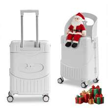 TABU 20 Inch Carry-On Luggage With Foldabel Seat Back, TSA Approved Lock, Telescopic Handle, Silent Wheel And Resistant Material, Yellow/Pink/White - 白色 - 查看 9