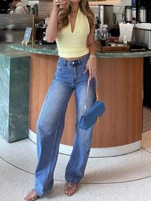 Casual Elegant New Fashion Women's Jeans Loose Wide Leg Comfortable Pants High Quality Stylish Relaxed Style Elegant Casual Jeans Women - Blue - View 5