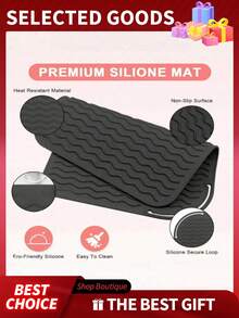 1pc Silicone Heat Resistant Mat, Hair Straightener Heating Pad, Curling Iron Insulation Pad, Styling Tool Cushion, Heat Resistant Mat For Hair Straightener And Curling Iron, Hair Styling Pad And Heat Insulation Mat,Makeup Bag,Travel Essential - Multicolor - View 9