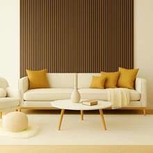 Kit com 81 unidades - Revestimento MDF 45x11cm Decorativo Moderno Parede 1,5 metros quadrados - FREIJÓ - Visão 4
