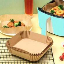 100 miếng lót nồi chiên không dầu, chống dính, chống thấm nước, chống dầu, giấy nướng đa năng, thích hợp cho nồi chiên không dầu, lò vi sóng, nồi hấp, đồ dùng nhà bếp và ăn uống. - Màu vàng - Xem 3