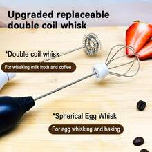 Handheld Electric Milk Frother, Portable USB Rechargeable 3-Speed Milk Foamer, Drink Mixer For Matcha, Cappuccino, Eggs - Other - View 4