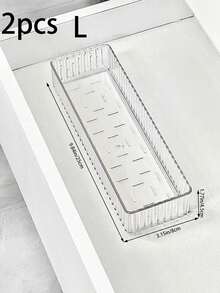 1/2/7件套透明塑料收纳盒套装，适用于办公桌抽屉、浴室、化妆品收纳，亚克力可堆叠抽屉收纳托盘 - 無色 - 查看 17