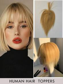 Women's Real Human Hair Bangs Wig, Elegant Straight Hair, Gold Clip-In Hair Extensions, Seamless Wig, 360° 3D Upgraded, Middle Part Silk Base, High-Quality Real Human Hair Wig, Comfortable And Breathable, Suitable For Parties, Daily Wear, Halloween Costumes - Nhiều màu - Xem 36